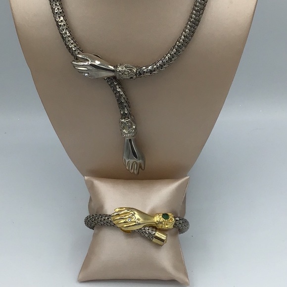 Vintage DL Auld Mesh Necklace with hand clasp plus rare bracelet. - Picture 2 of 12